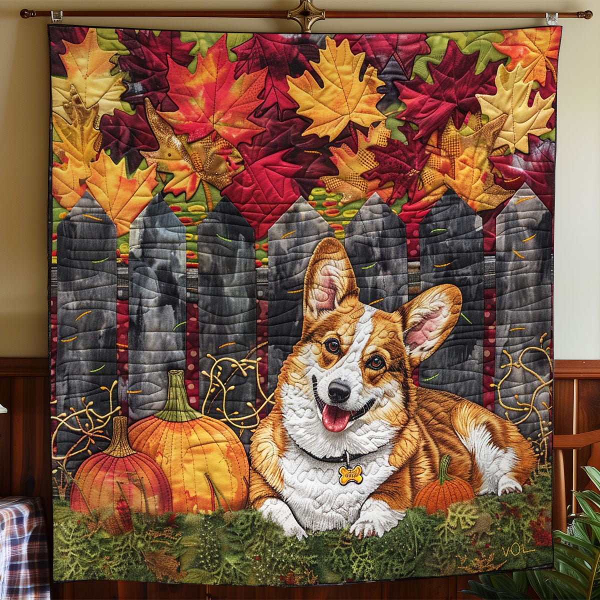 Corgi Dog And Pumpkins WO2608036CL Quilt