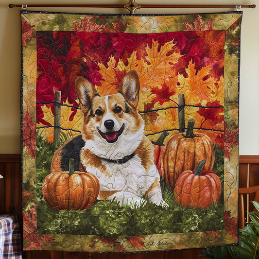 Corgi Dog With Pumpkins WO2608041CL Quilt