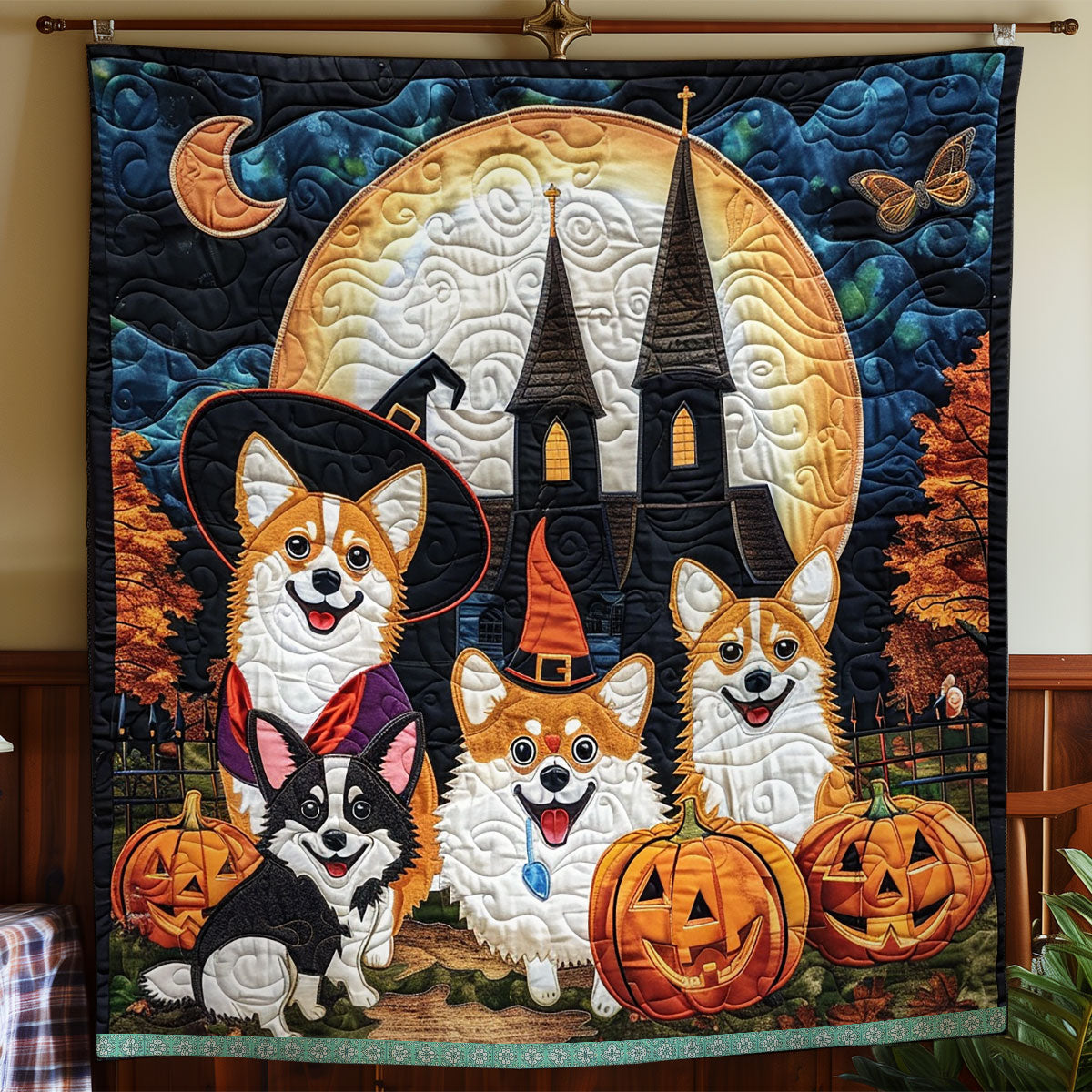 Corgi Witch And Boo XR3008019CL Quilt