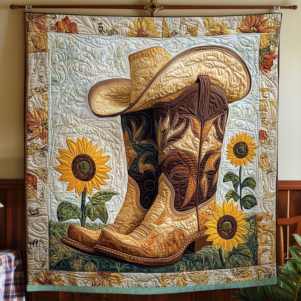 Cowboy Boots And Sunflowers XR1309022CL Quilt