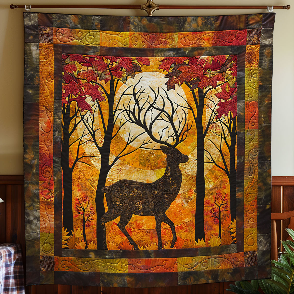 Deer And Autumn Leaves WO2108018CL Quilt