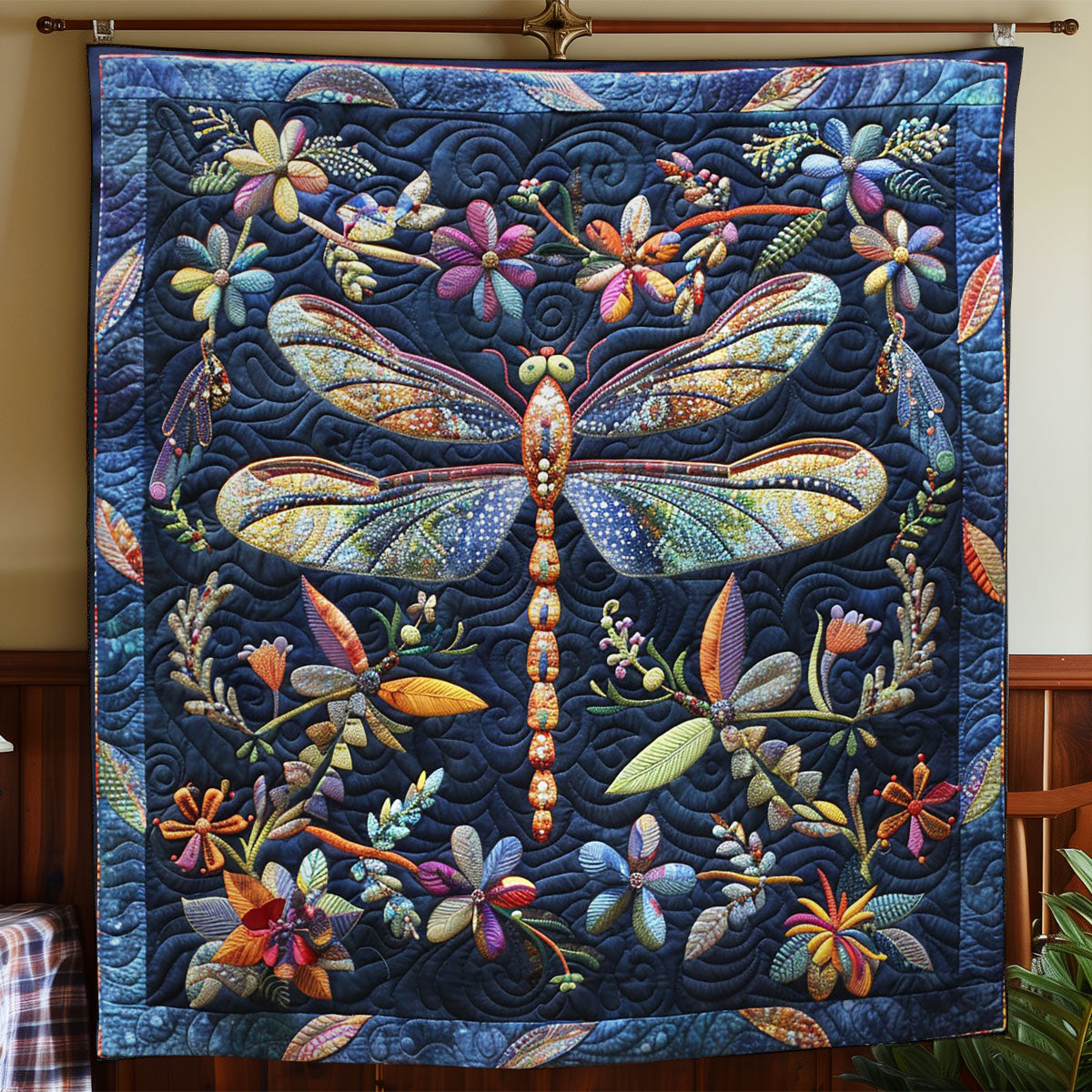 Dragonfly At The Night WO2308040CL Quilt