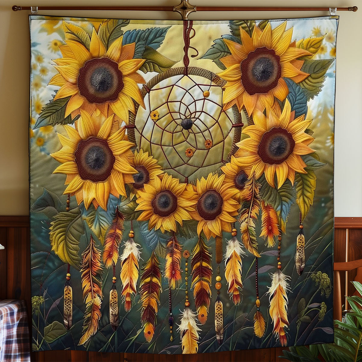 Dreamcatcher And Flowers WO2108037CL Quilt