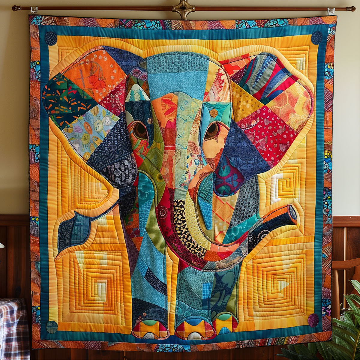 Elephant Colorful WO2708007CL Quilt