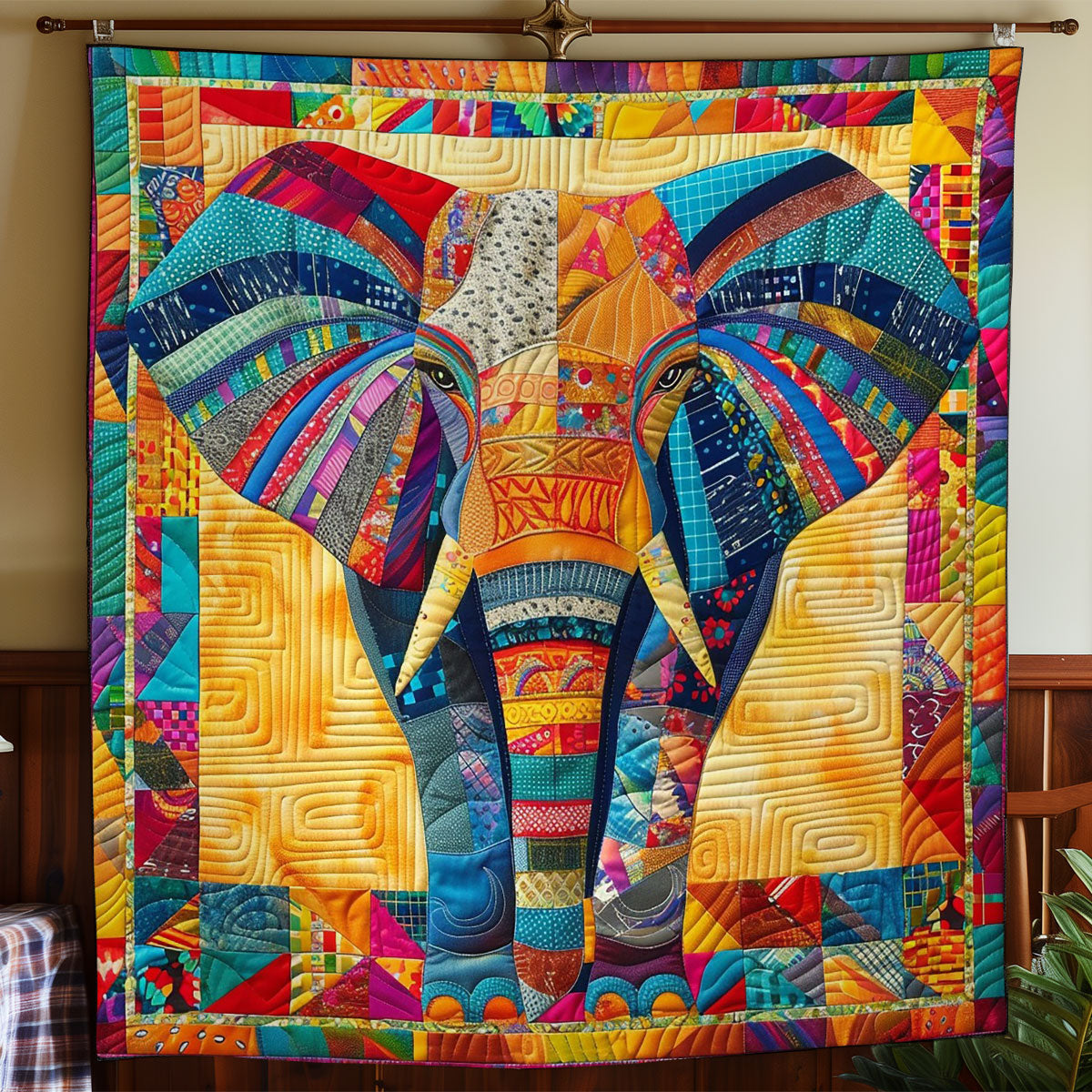 Elephant Colorful WO2708015CL Quilt