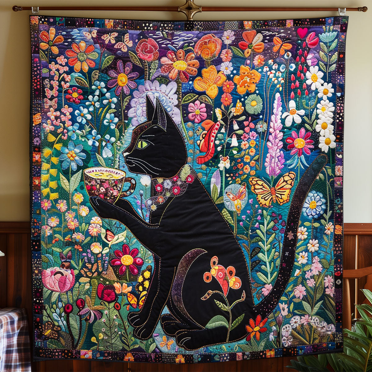 Enjoy Tea In Black Cat Style WO2408028CL Quilt