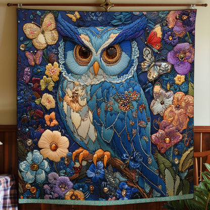 Floral Blue Owl XR1309002CL Quilt