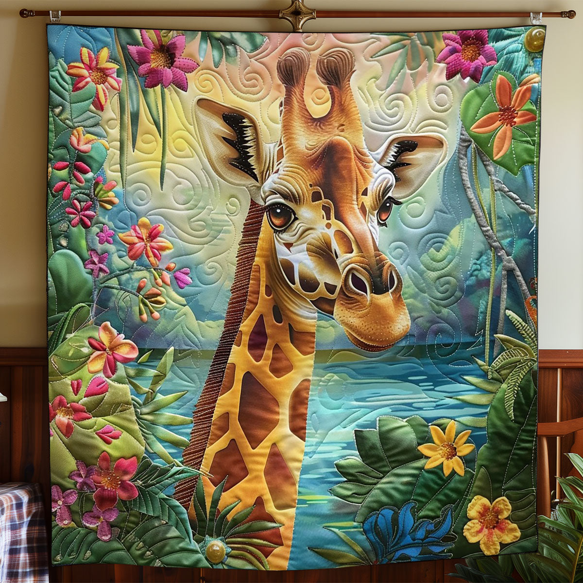 Floral Forest For Giraffe WO2308009CL Quilt