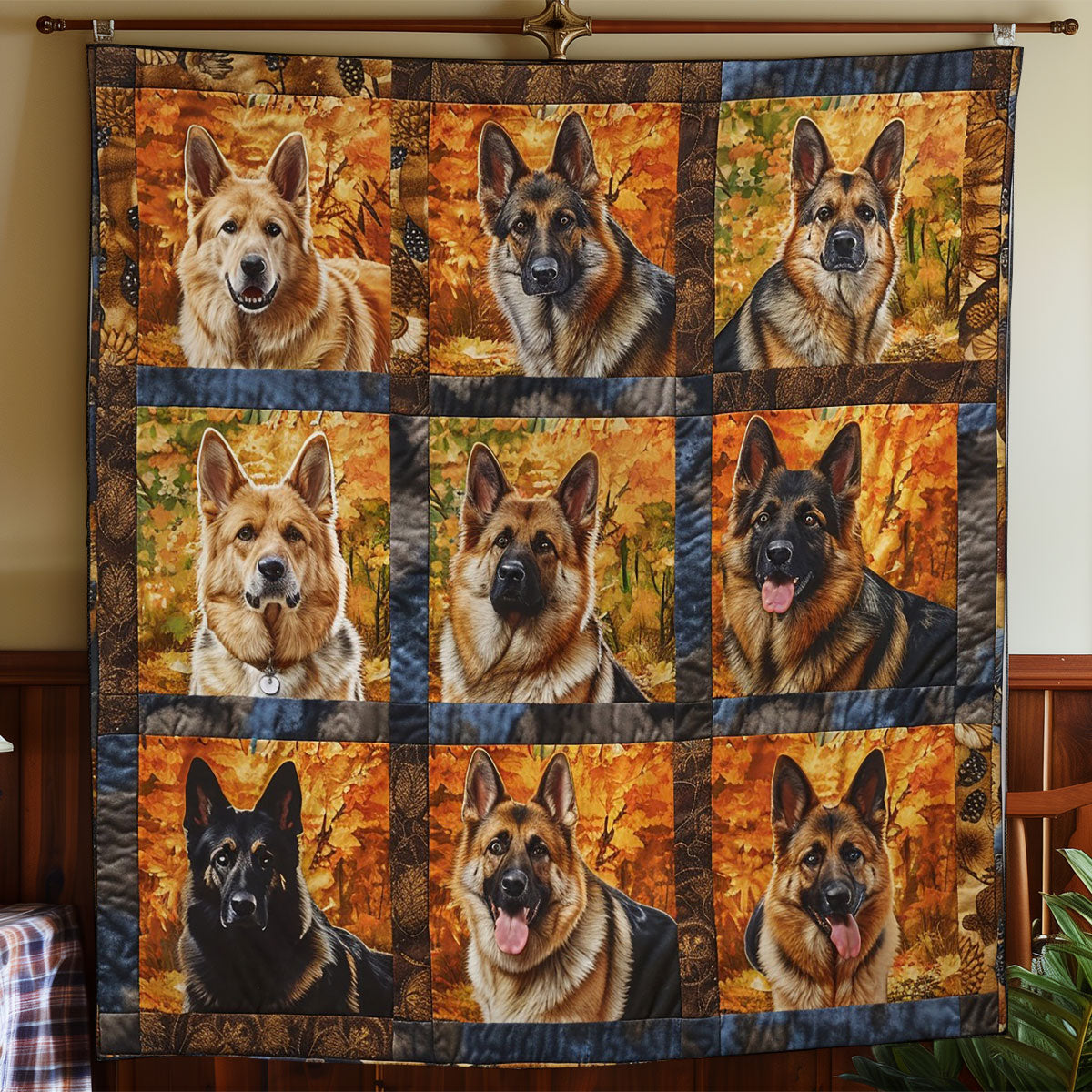 German Shepherds With Autumn WO2108009CL Quilt
