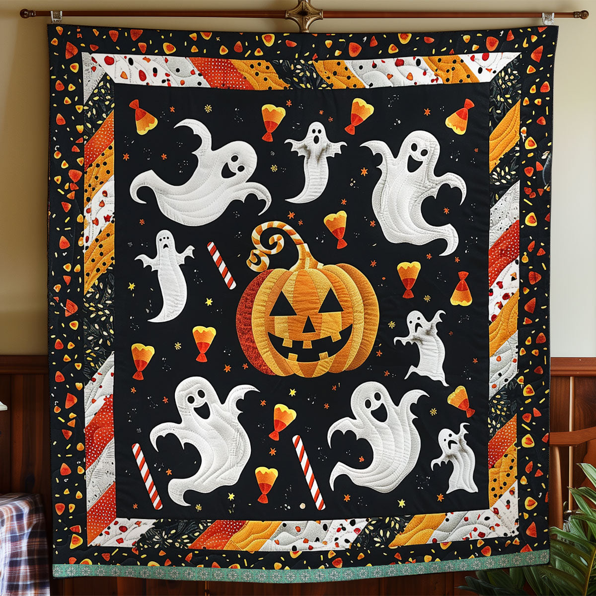 Ghostly Pumpkins XR1009004CL Quilt