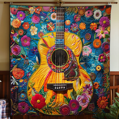 Guitar And Florals WO2208036CL Quilt