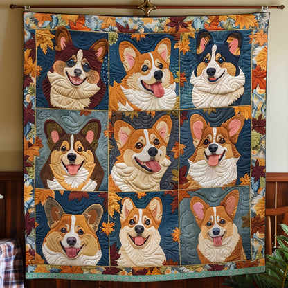 Happy Corgi Autumn XR27008005CL Quilt