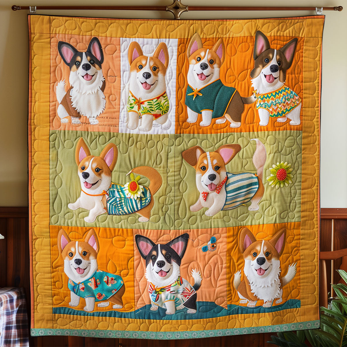 Happy Corgis XR2808024CL Quilt