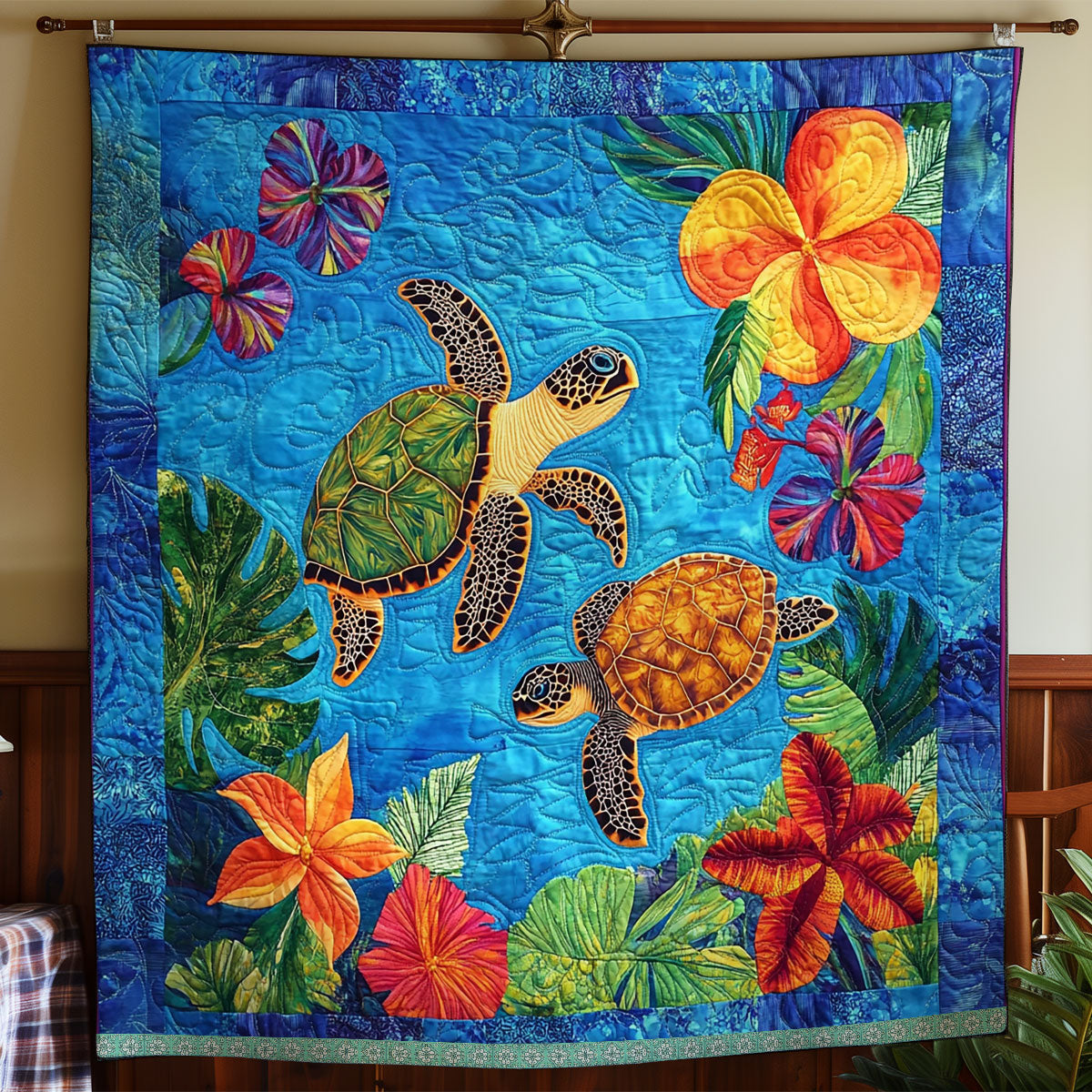 Hibicus Sea Turtles XR1409011CL Quilt