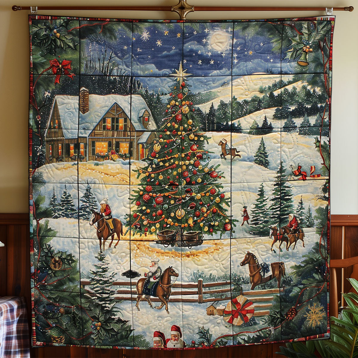 Horse And Christmas Scene WO2208019CL Quilt