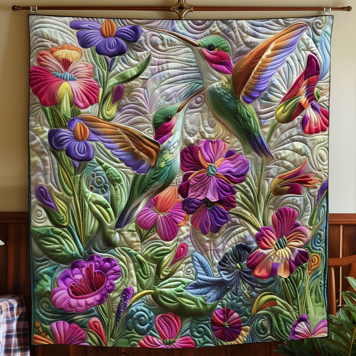 Hummingbird And Florals WO2208050CL Quilt