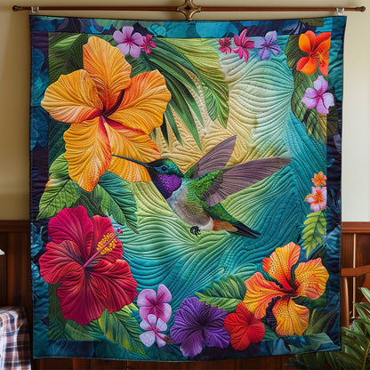 Hummingbird And Hibiscus Flowers WO2208032CL Quilt