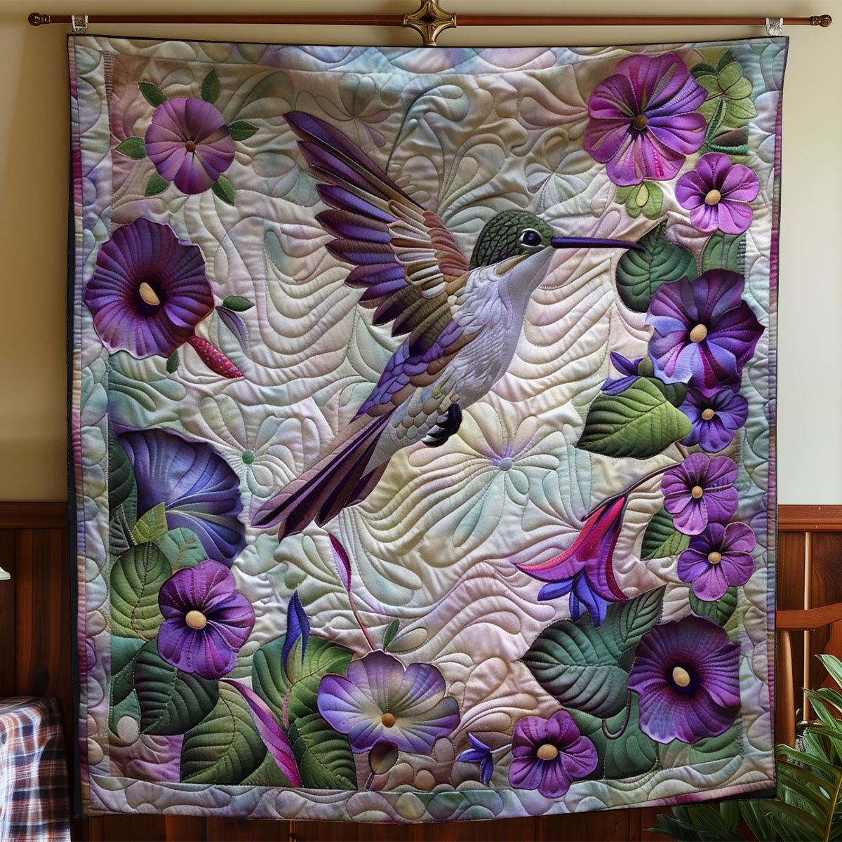 Hummingbird Purple WO2808010CL Quilt