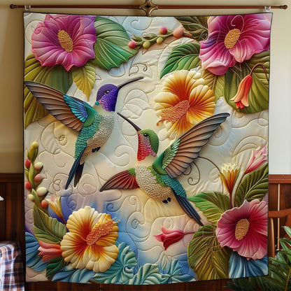 Hummingbirds With Florals WO2308013CL Quilt