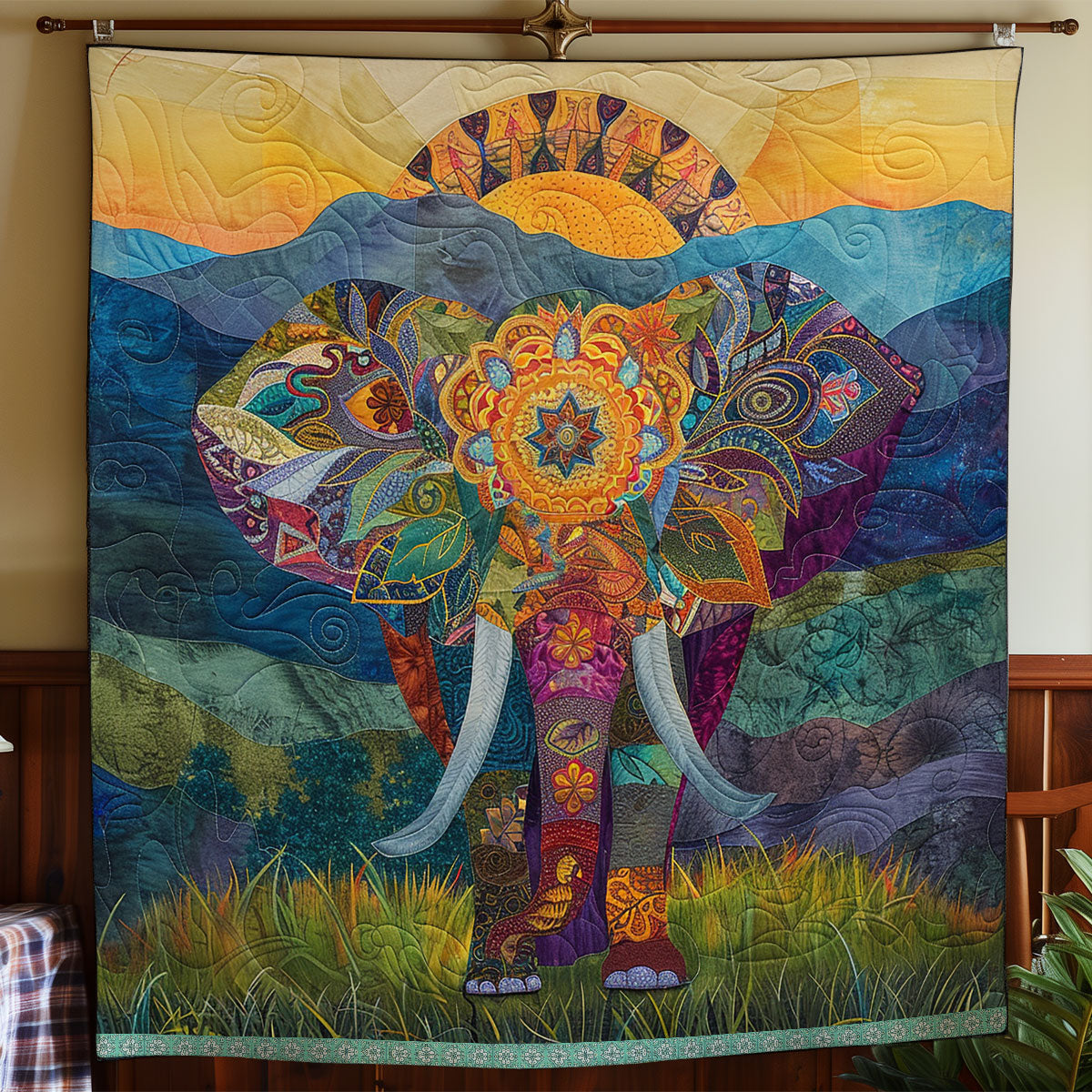 Mandala Elephants XR1009009CL Quilt