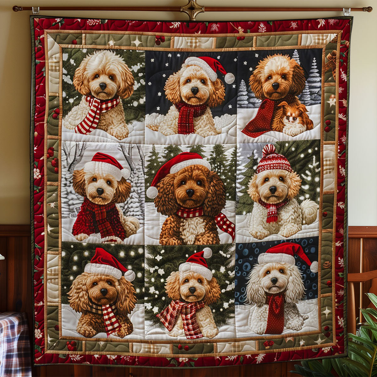 Poodles And Christmas WO2708021CL Quilt