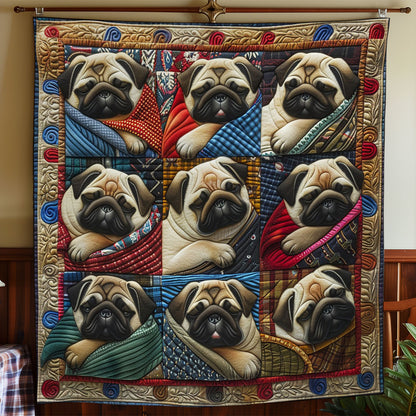 Pug Dogs Sleeping WO2908039CL Quilt