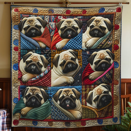 Pug Dogs Sleeping WO2908039CL Quilt