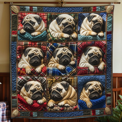 Pug Dogs Sleeping WO2908043CL Quilt