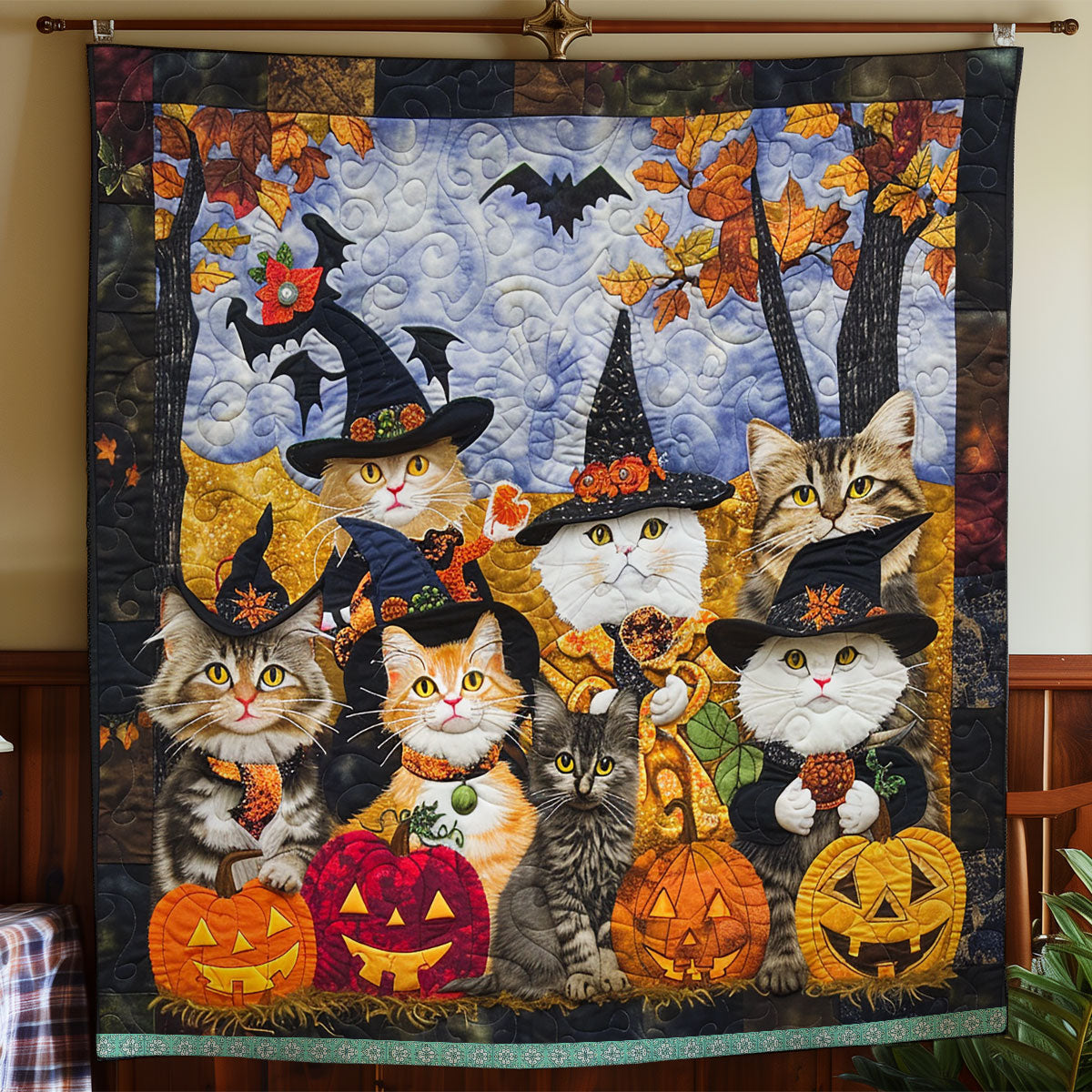 Pumpkin Boo Cat XR0409026CL Quilt