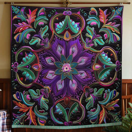 Purple And Teal Flower XR1309026CL Quilt