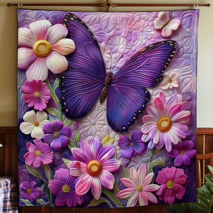 Purple Butterfly And Florals WO2308021CL Quilt