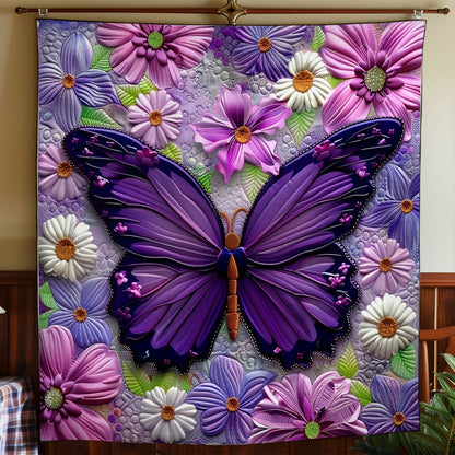 Purple Butterfly And Flowers WO2308022CL Quilt