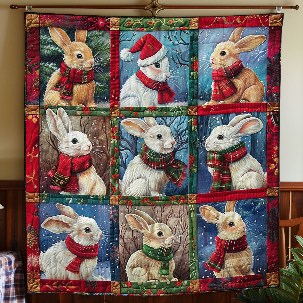 Rabbits And Chritsmas WO2908073CL Quilt