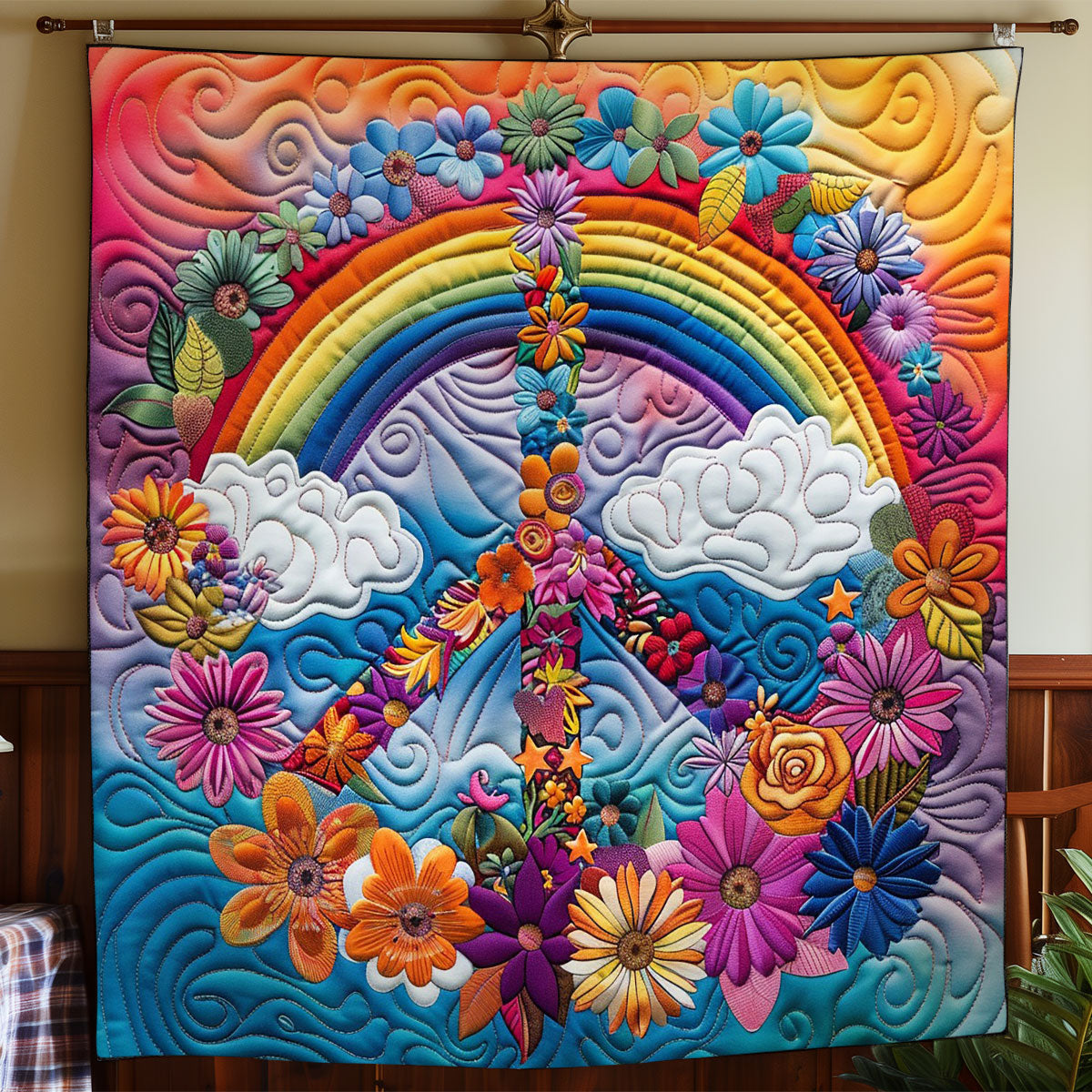 Rainbow And Peace Symbow WO2208039CL Quilt