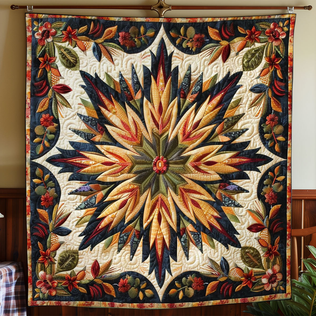 Sharp Floral Patterns WO2008040CL Quilt