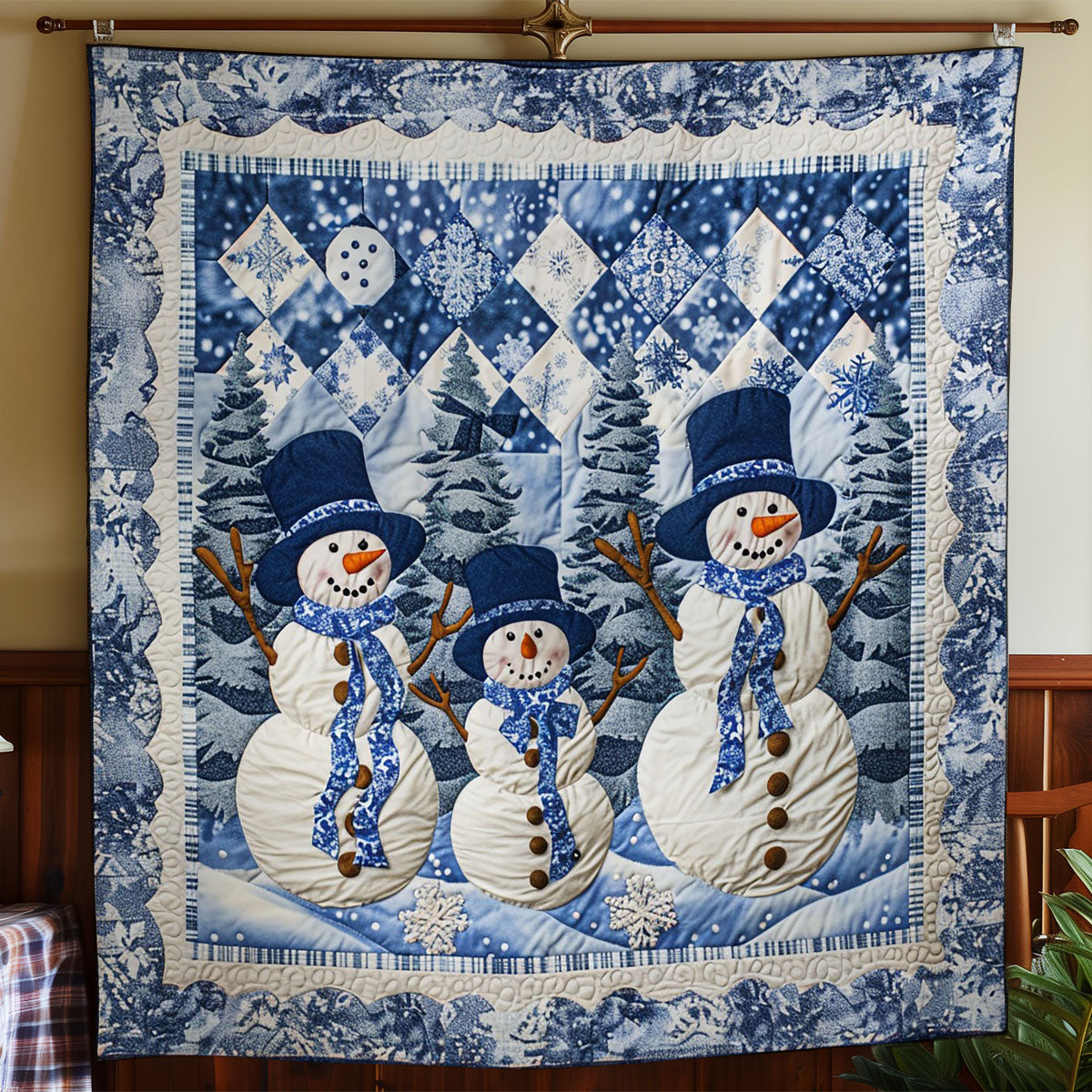 Snowman And Blue Scarf WO2408036CL Quilt