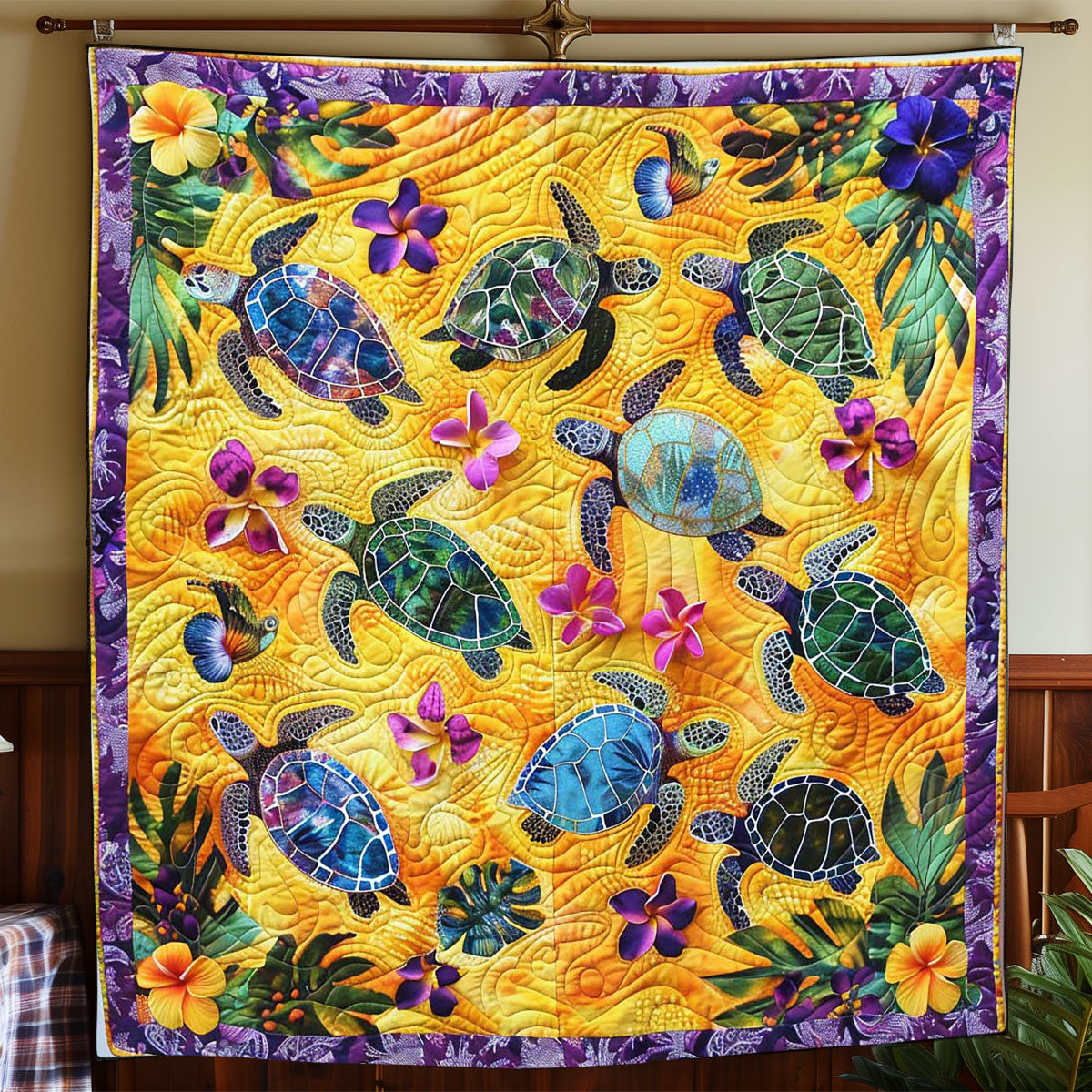 Tropical Forest Turtle WP1008030CL Quilt