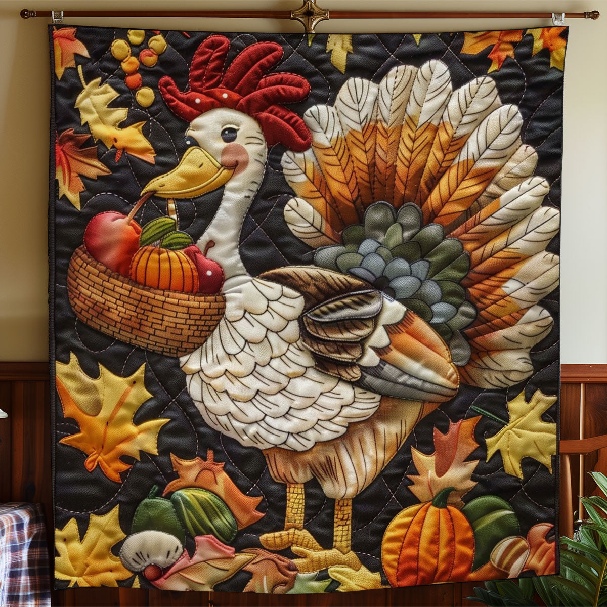 Turkey And Pumpkins WO2908027CL Quilt