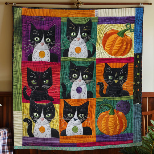 Tuxedo Cat An Pumpkins XR0409031CL Quilt