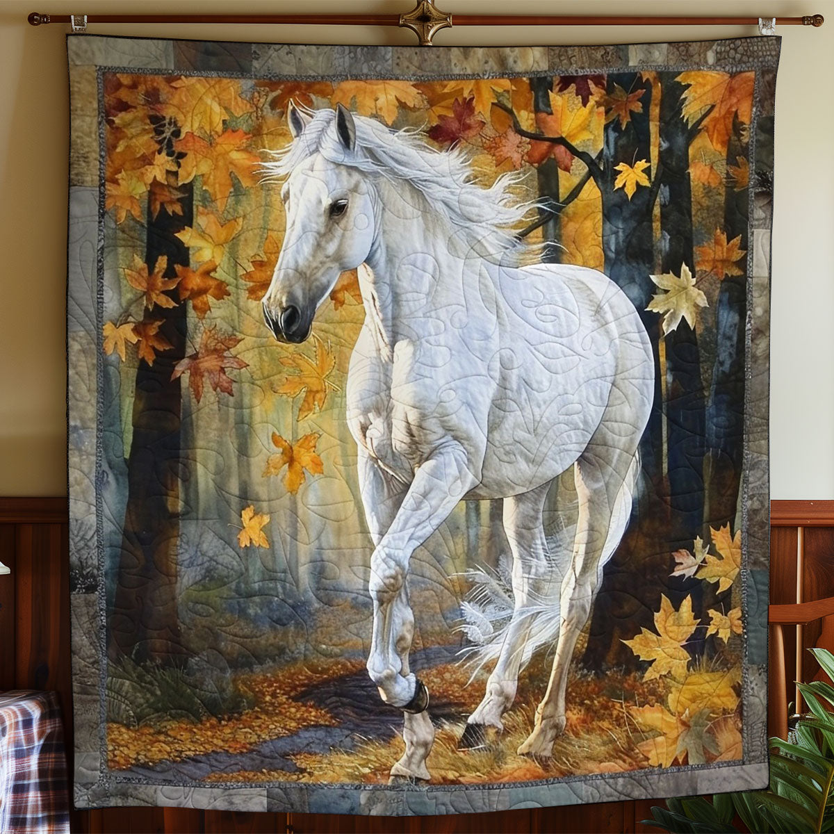 White Horse And Autumn WO2408043CL Quilt