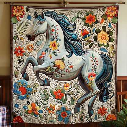 White Horse And Floral WO28080026CL Quilt