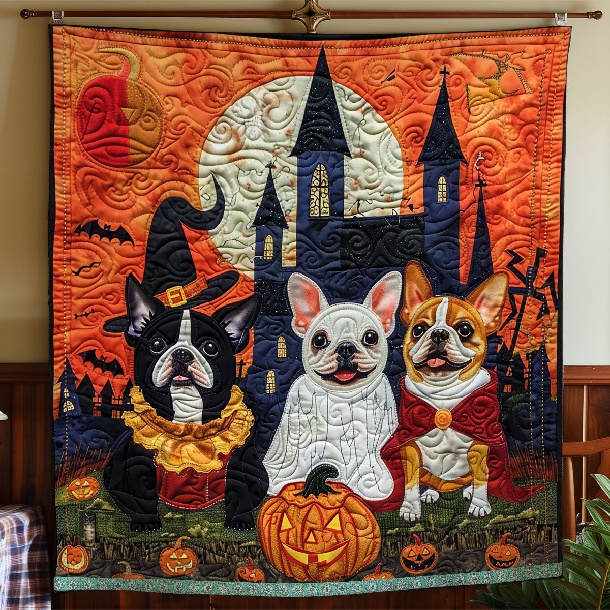 Witchy French Bulldogs XR3008023CL Quilt