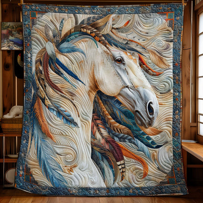 Art Blue Feathers Horse WM1508031CL Quilt