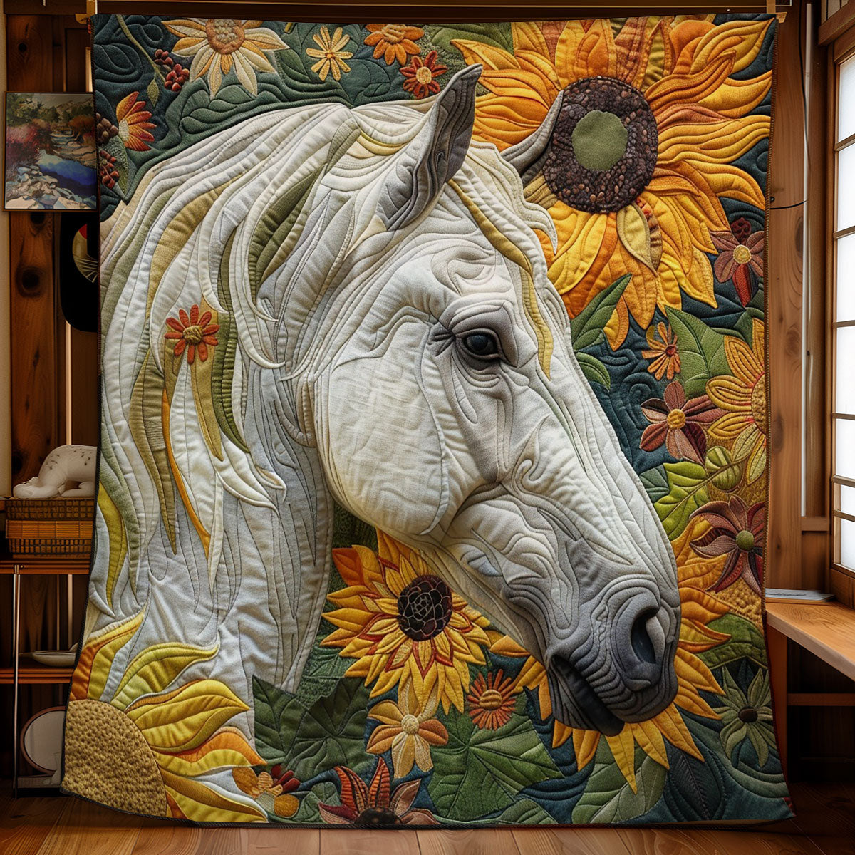 Art Horse And Sunflowers WM1408037CL Quilt