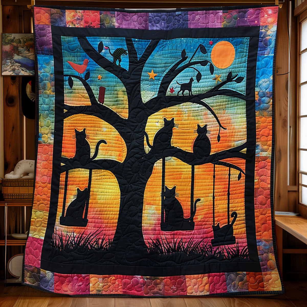 Black Cats And Swing WO2308032CL Quilt