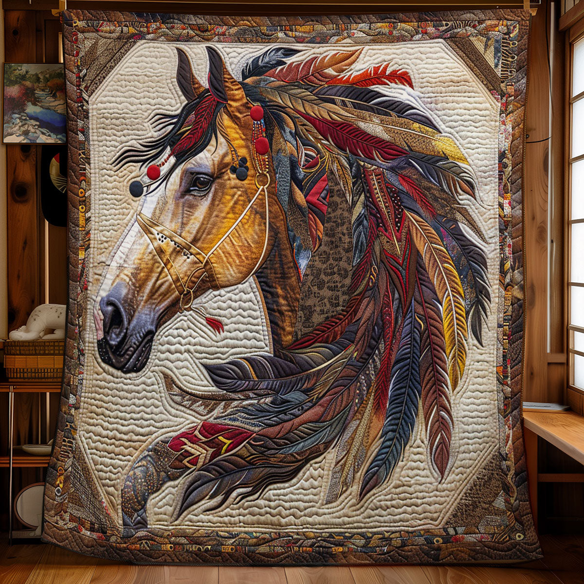 Brown Horse And Feather WM1308038CL Quilt