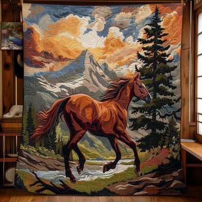 Brown Horse Running WO1908015CL Quilt