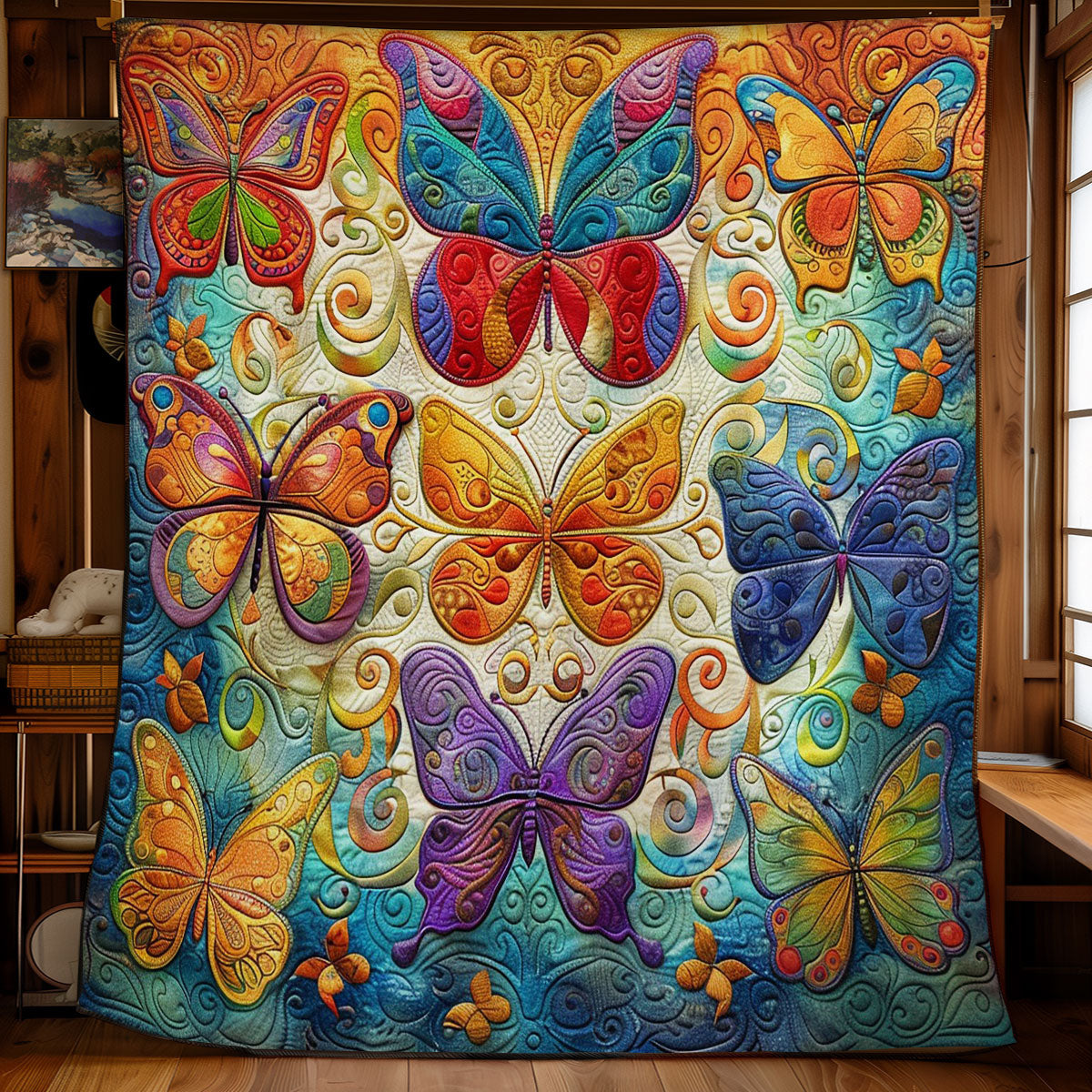 Butterfly With Colorful WO2008004CL Quilt