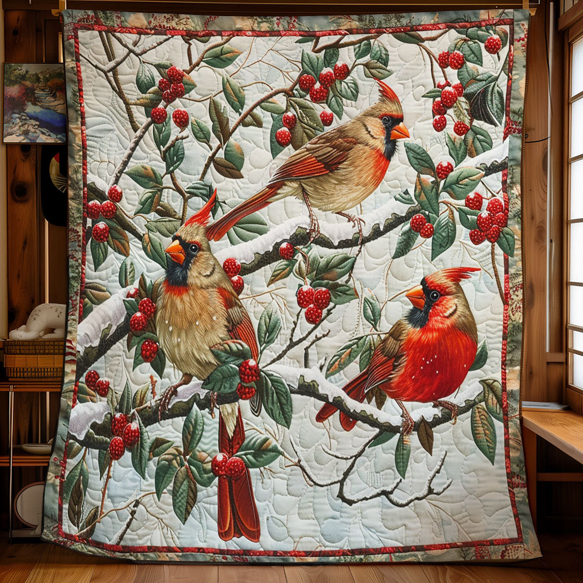 Cardinals And Berries WM1308017CL Quilt