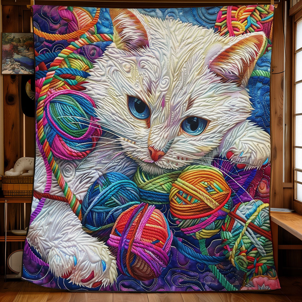 Cat And Yarn Colorful WO2008035CL Quilt